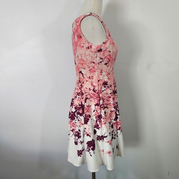 Danny and Nicole Dress Fit Flare Flowy Cutout Sleeveless Size 4P Floral Colorful - Picture 5 of 12